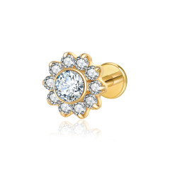 New sunflower titanium piercing earrings with 5A cubic zirconia for girls and women