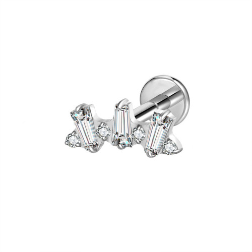New G23 titanium piercing earrings with 5A cubic zirconia for girls and women