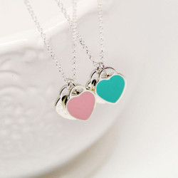 popular sorority words pendant colorful enamel love heart necklace for women
