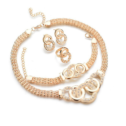 New fashion jewelry sets hot sale circle link gold wedding jewelry sets for women